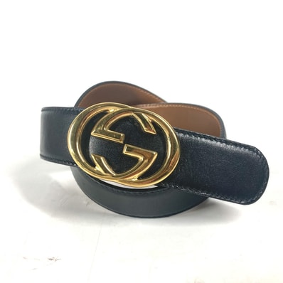グッチ GUCCI GG ロゴ バックル 036・519・2964 ヴィンテージ アクセサリー ズボン用ベルト ベルト レザー ブラック