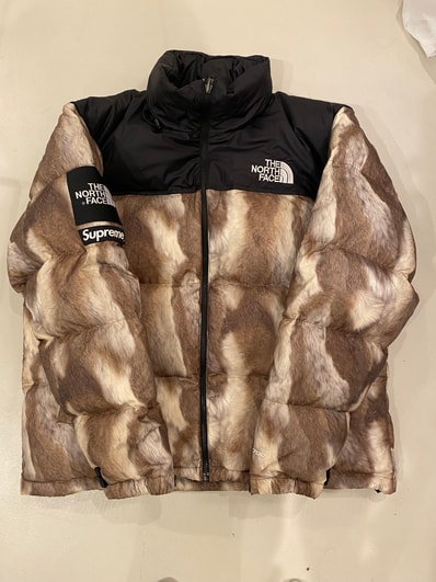 Supreme x The North Face Fur Print Nuptse Jacket "Brown"