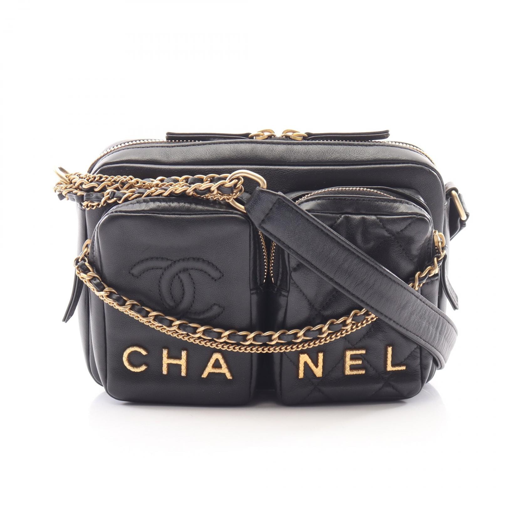 シャネル CHANEL スモール カメラバッグ ショルダーバッグ バッグ ラムスキン(羊革) レディース ブラック系 AS2923 【中古】
