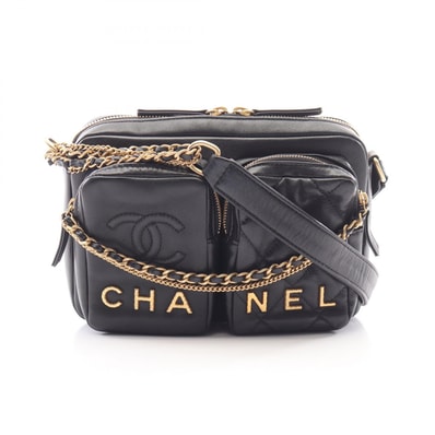シャネル CHANEL スモール カメラバッグ ショルダーバッグ バッグ ラムスキン(羊革) レディース ブラック系 AS2923 【中古】