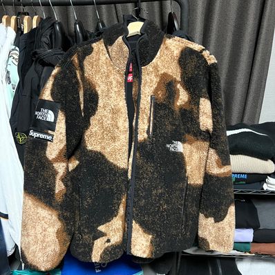 Supreme x The North Face Bleached Denim Print Fleece Jacket "Black"