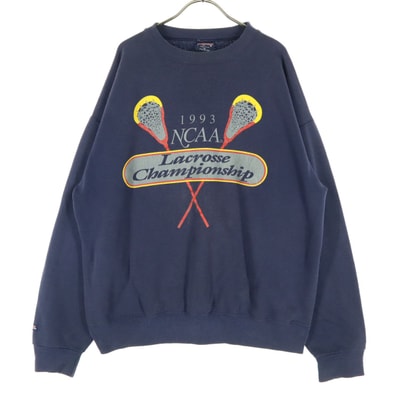 JANSPORTS ジャンスポーツ 90s オールド USA製 プリント 長袖 トレーナー XL ネイビー