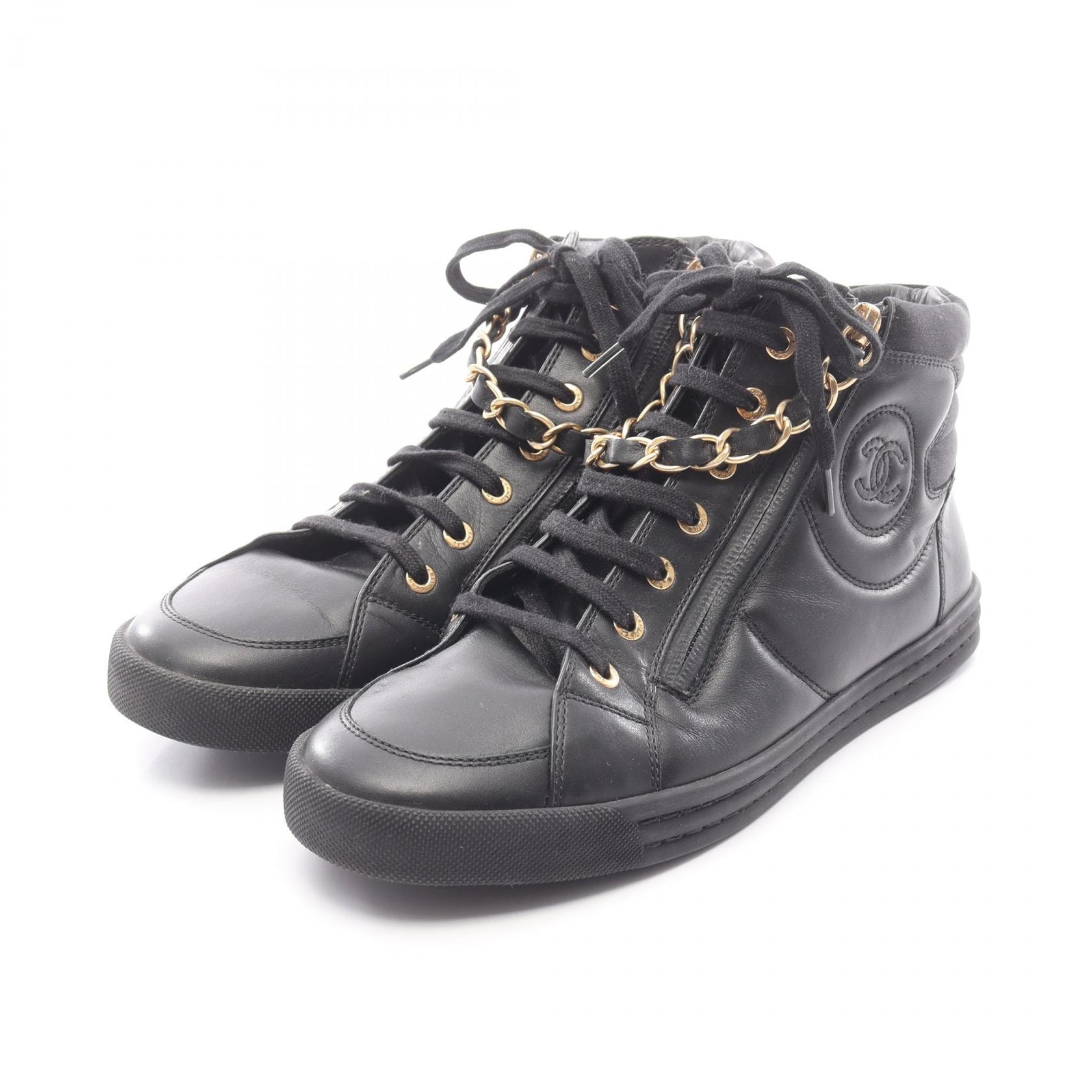 シャネル CHANEL スニーカー 靴 レザー レディース ブラック系 【中古】
