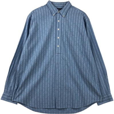 古着 ラルフローレン Ralph Lauren AFTON ストライプ柄 ボタンダウン ハーフボタン 長袖 プルオーバーシャツ メンズXL相当/eaa614720