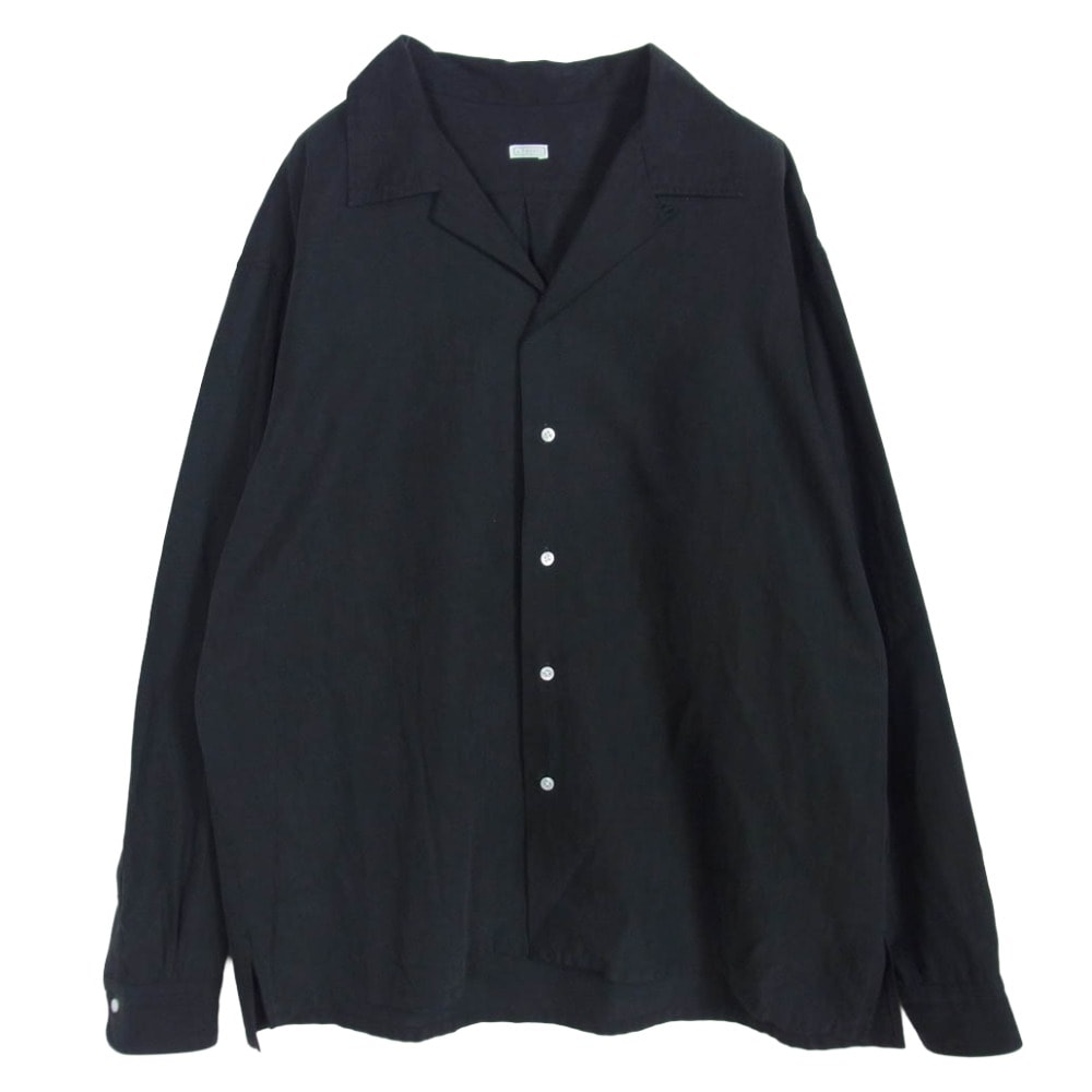 A.PRESSE アプレッセ 長袖シャツ 25SS 25SAP-02-03H Silk Cotton Open Collar L/S シルク コットン オープンカラー 開襟 長袖 シャツ ブラック系 2【中古】