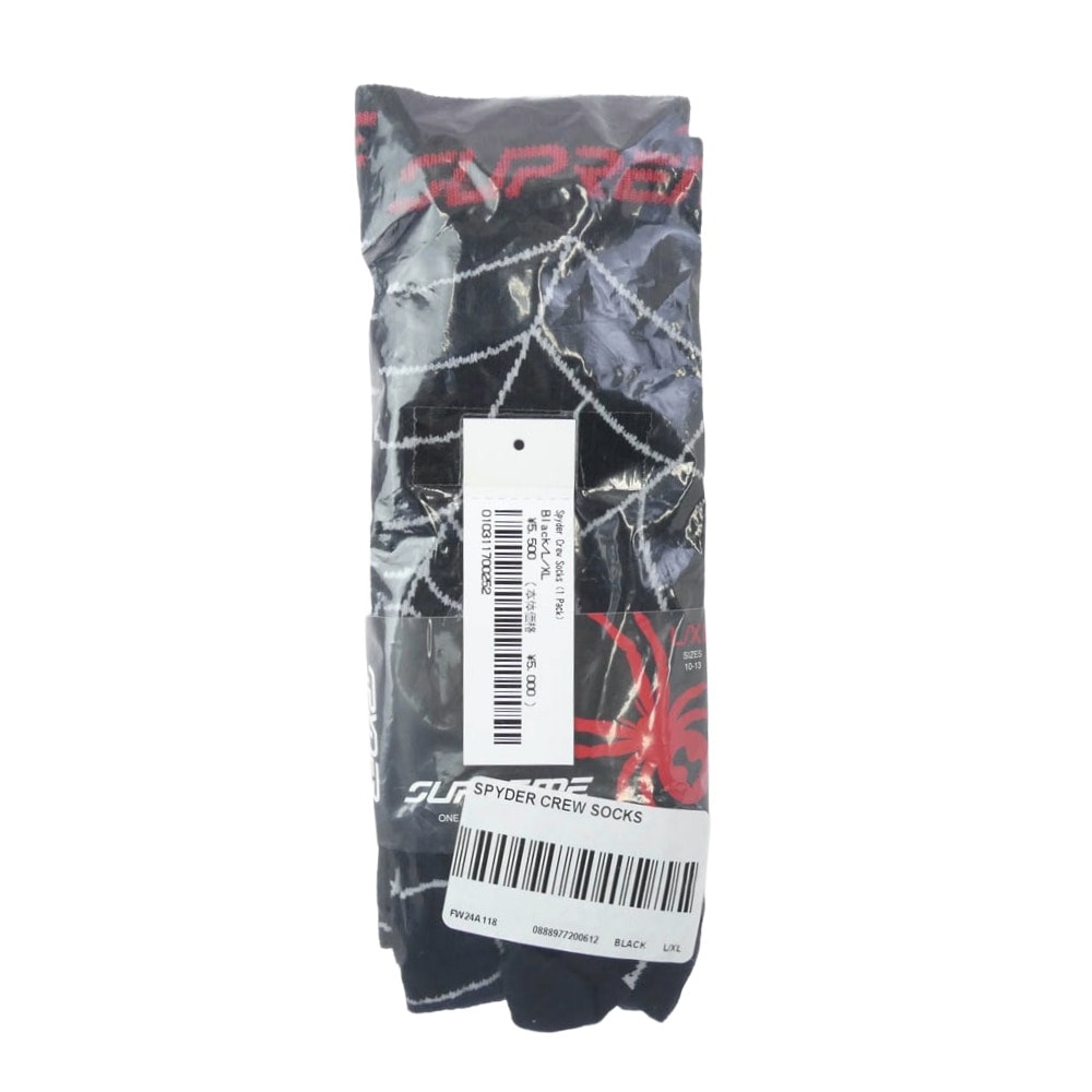 Supreme シュプリーム その他ファッション雑貨 Spyder Crew Socks スパイダー クルー ソックス ブラック系 L/XL【新古品】【未使用】【中古】