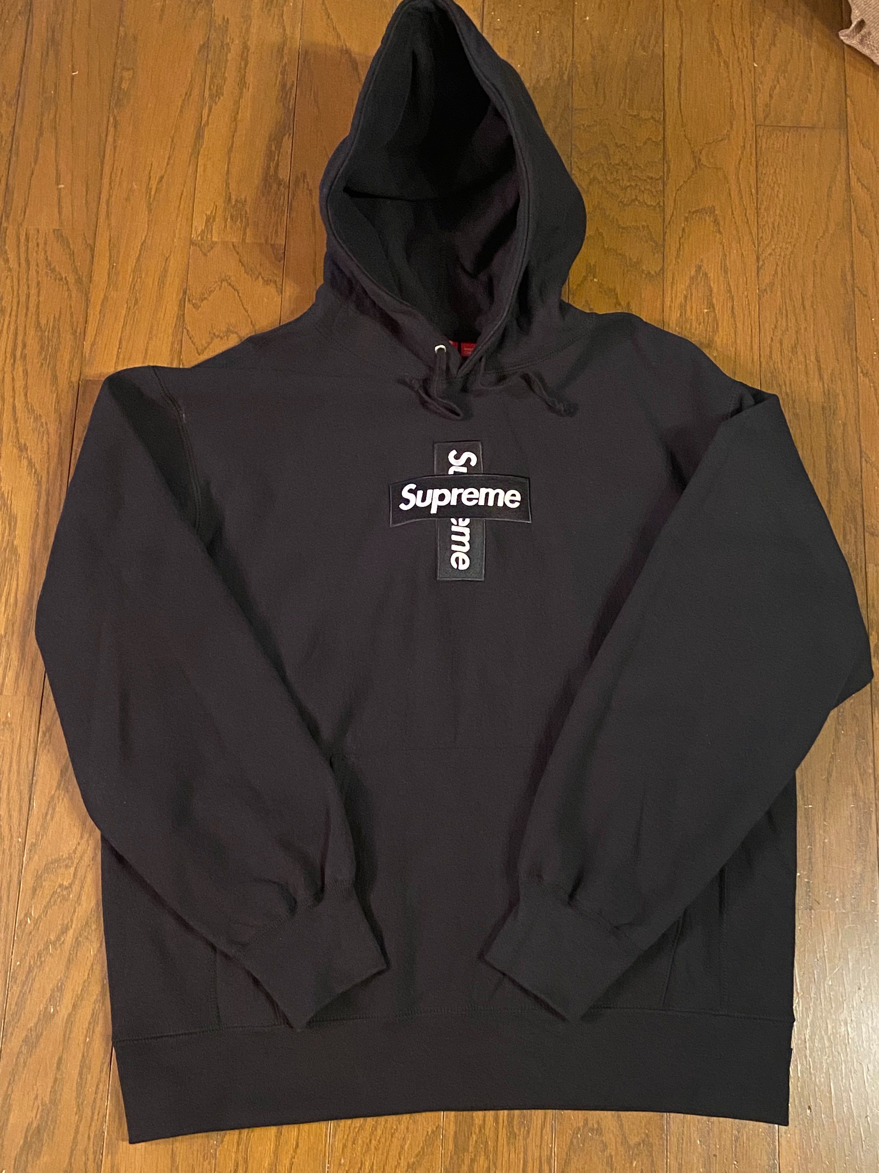 Supreme Cross Box Logo Hooded Sweatshirt "Black"