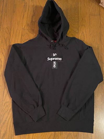 Supreme Cross Box Logo Hooded Sweatshirt "Black"