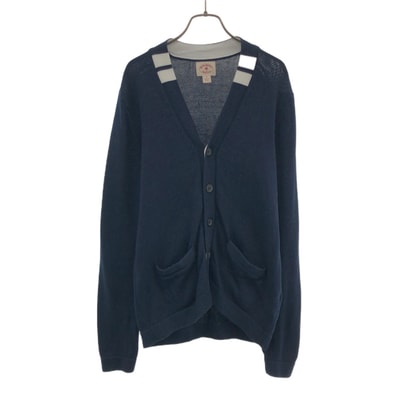 Brooks Brothers Red Fleece ブルックスブラザーズ レッドフリース 長袖 Vネック コットンニット カーディガン S ネイビー×ホワイト