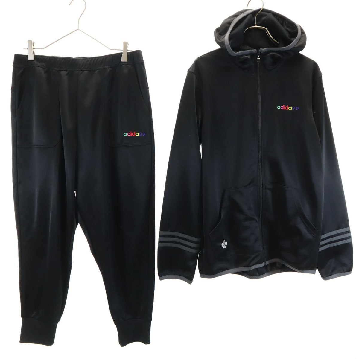 adidas NEO アディダスネオ ももいろクローバーZ コラボ 長袖 ジップパーカー 上下セットアップ M ブラック ももクロ ジャージ