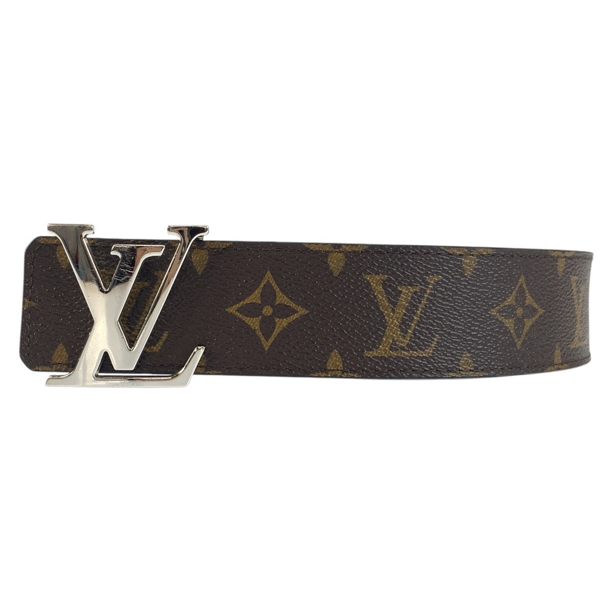 美品 LOUIS VUITTON ルイヴィトン モノグラム サンチュール LVイニシャル 85cm/34インチ ブラウン ブラック シルバー金具 PVC レザー/ ベルト リバーシブルベルト 602465 【中古】