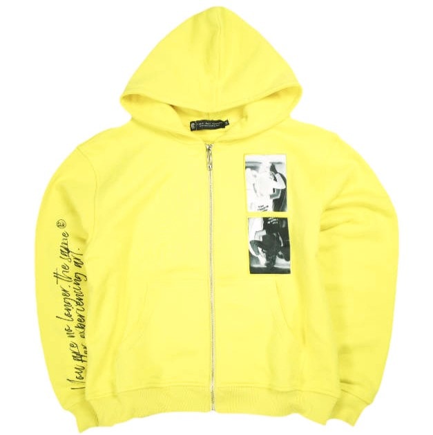 A Good Bad Influence x Uran Sakaguchi アグッドバッドインフルエンス ウランサカグチ 24SS 別注 LIFE IS ZIP HOODIE 裏毛 スウェットジップアップパーカー M YELLOW トップス g25507