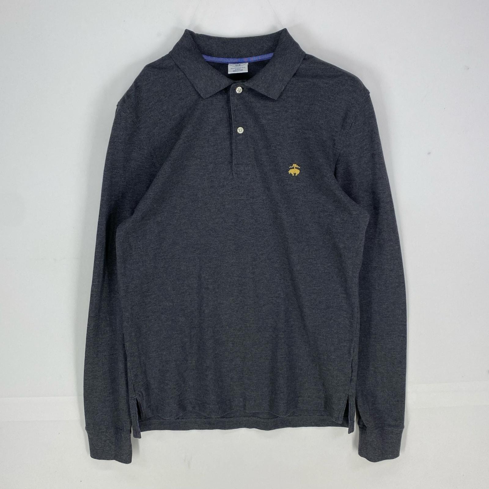 古着 ブルックスブラザーズ Brooks Brothers 鹿の子 長袖シャツ ワンポイント 1818 ポロシャツ ロゴ刺繍 M  グレー系 メンズ