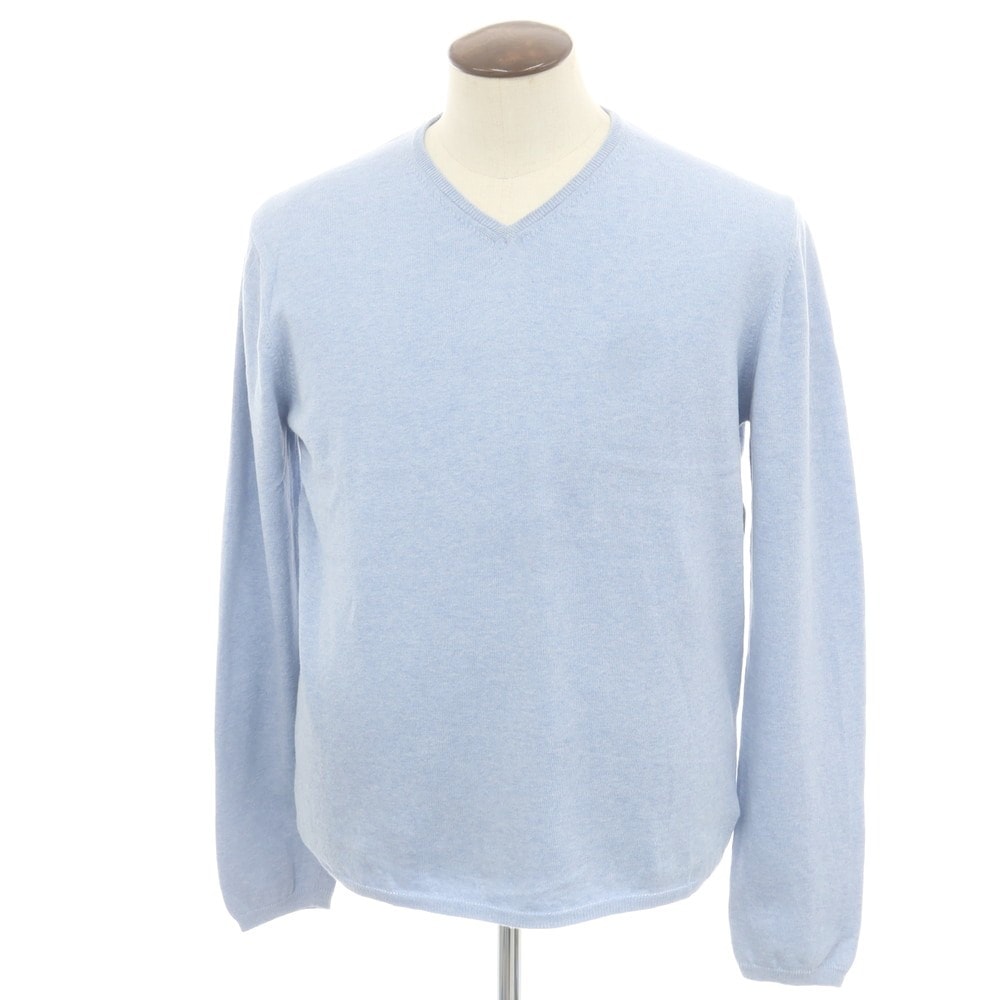【中古】クルチアーニ CRUCIANI ハイゲージ コットン Vネック プルオーバーニット ライトブルー【サイズ52】【メンズ】