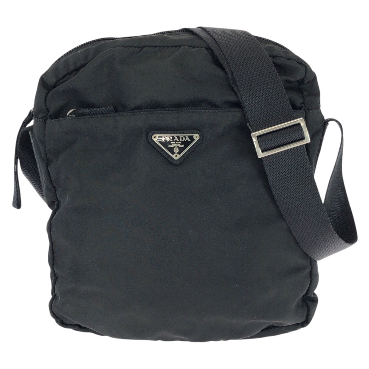 PRADA プラダ テスート 三角ロゴプレート ブラック 黒 シルバー金具 ナイロン ショルダーバッグ メッセンジャーバッグ 603711 【中古】