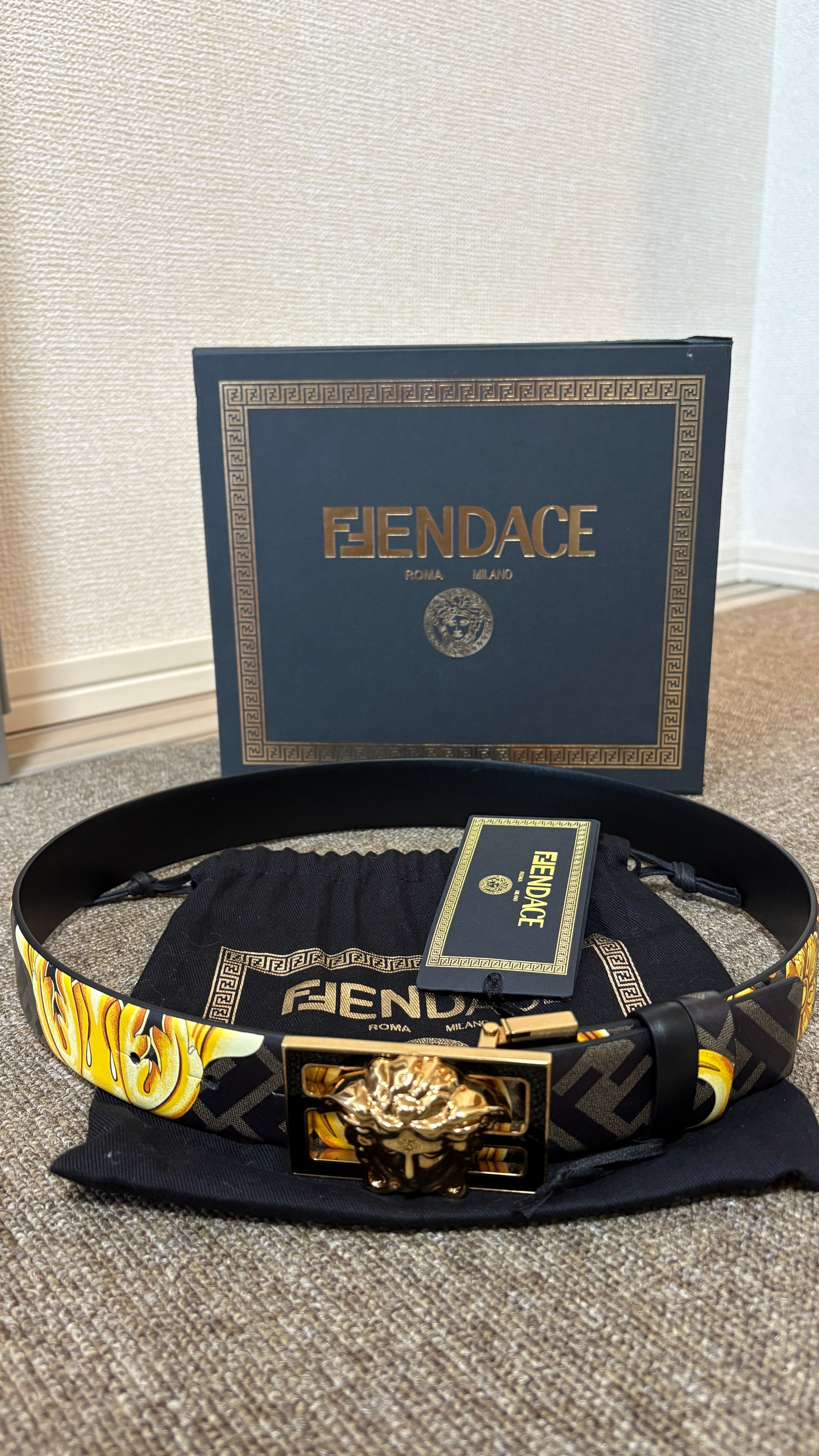 FENDI x Versace Fendace Gold Baroque Reversible Belt "Gold"