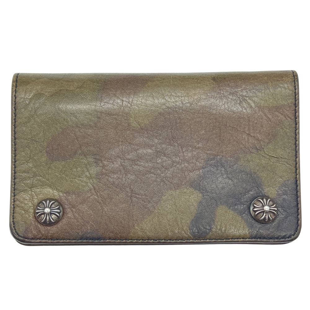 CHROME HEARTS クロムハーツ WALLET 1 ZIP /TANK CAMO LTHクロスボールボタン 二つ折り 迷彩 レザー ウォレット 41320
