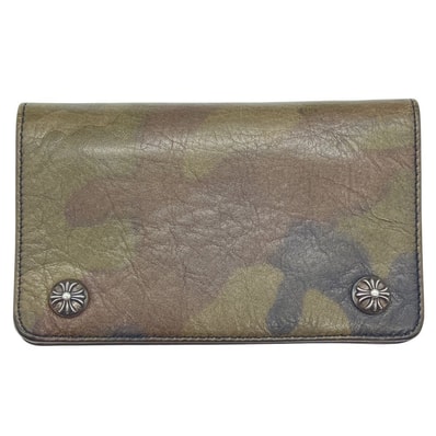 CHROME HEARTS クロムハーツ WALLET 1 ZIP /TANK CAMO LTHクロスボールボタン 二つ折り 迷彩 レザー ウォレット 41320