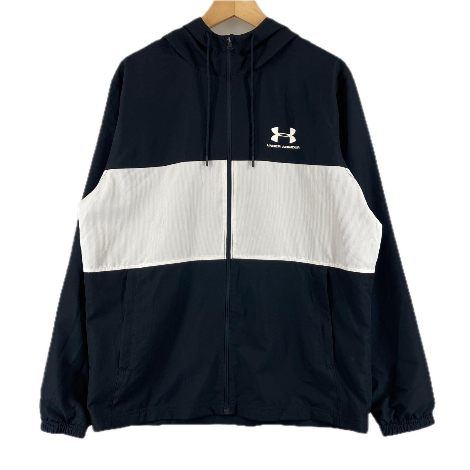 美品 UNDER ARMOUR アンダーアーマー ウィンドジャケット ブランドロゴ 秋冬 AW ジャケット ポリエステル ブラック メンズ XL【古着】【中古】