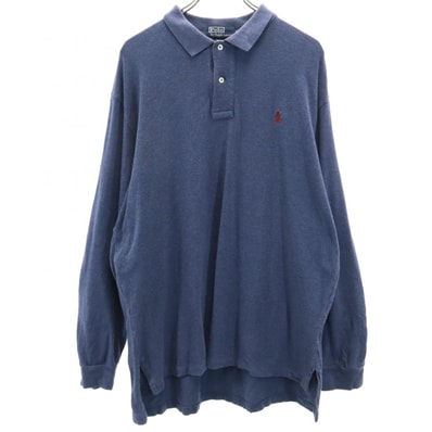 Polo by Ralph Lauren ポロバイラルフローレン 90s 長袖 ポロシャツ XL ネイビー系 オールド ヴィンテージ