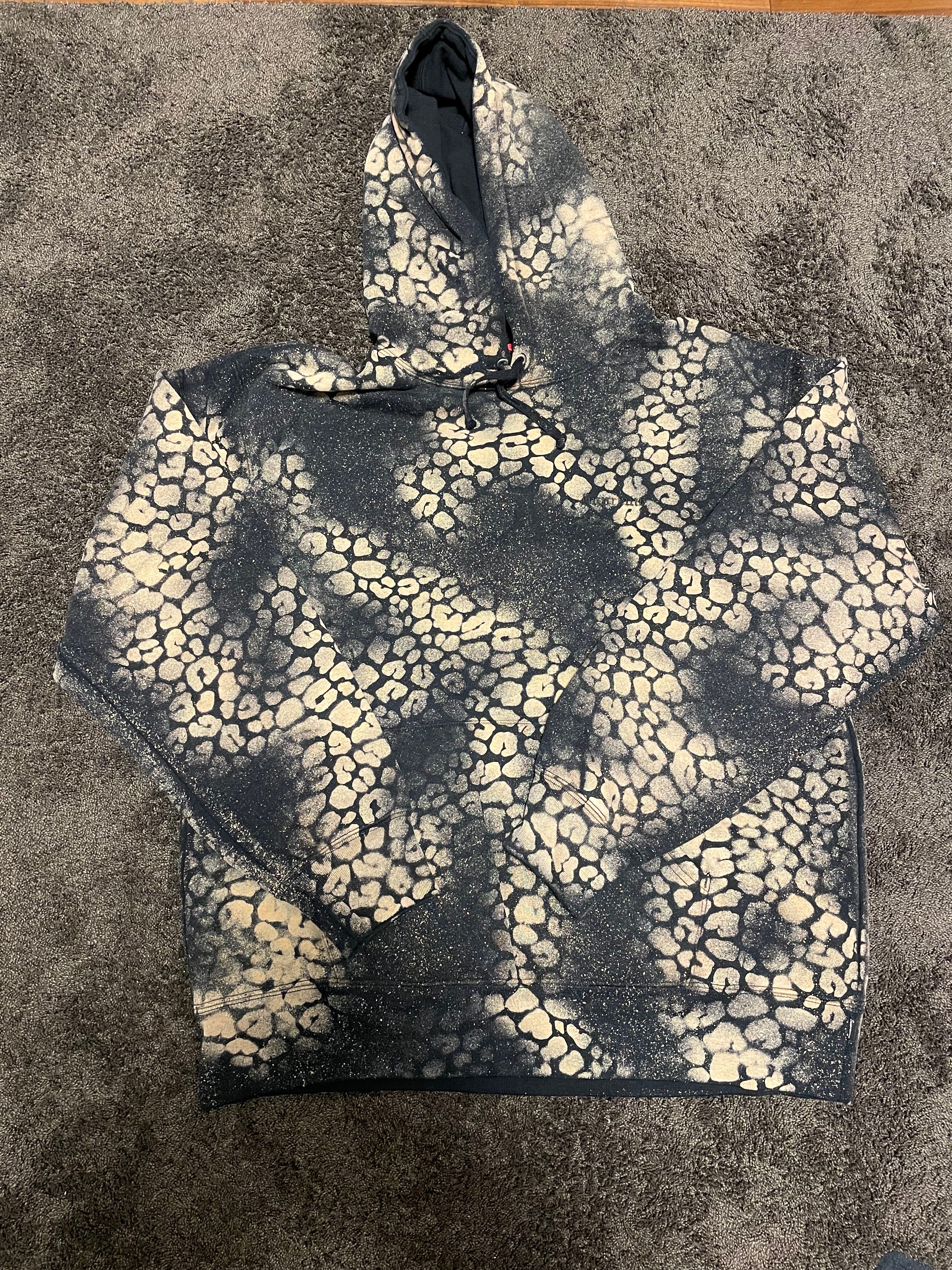 Supreme Bleached Leopard Hooded Sweatshirt "Black"