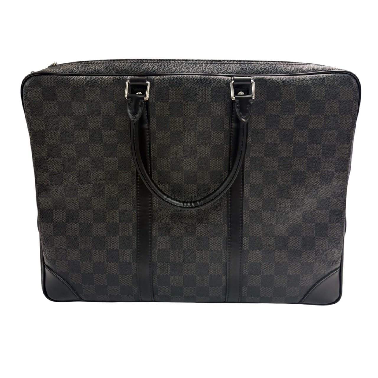 超美品 LOUIS VUITTON ルイヴィトン ダミエ ポルト ドキュマンヴォワヤージュ ブラック シルバー金具 PVC レザー/ ビジネスバッグ ハンドバッグ S1-00070 【中古】