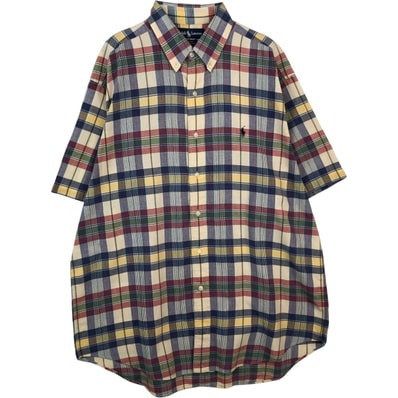 古着 ラルフローレン Ralph Lauren BLAKE マドラスチェック 半袖 ボタンダウン チェックシャツ メンズM相当 半袖/eaa641136