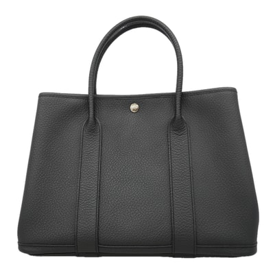 【6kd4652】エルメス トートバッグ ガーデンパーティPM カントリー ブラック シルバー金具 T刻印【中古】レディース