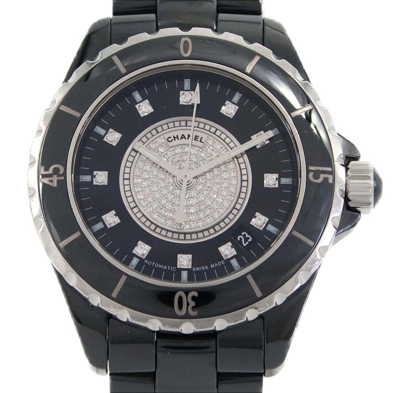 【ノーメンテナンス還元価格】シャネル J12 38mmセラミック・12P・センターパヴェ H1757 セラミック 自動巻
