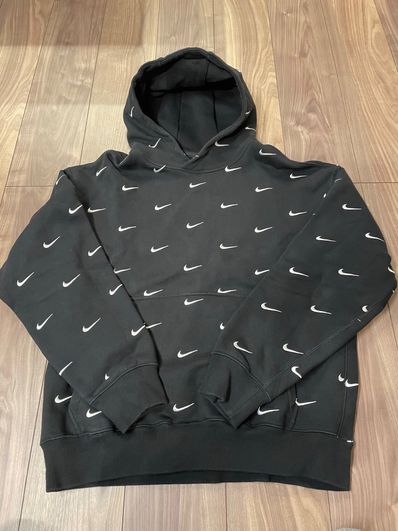 Nike All Over Swoosh Logo Hoodie "Black"