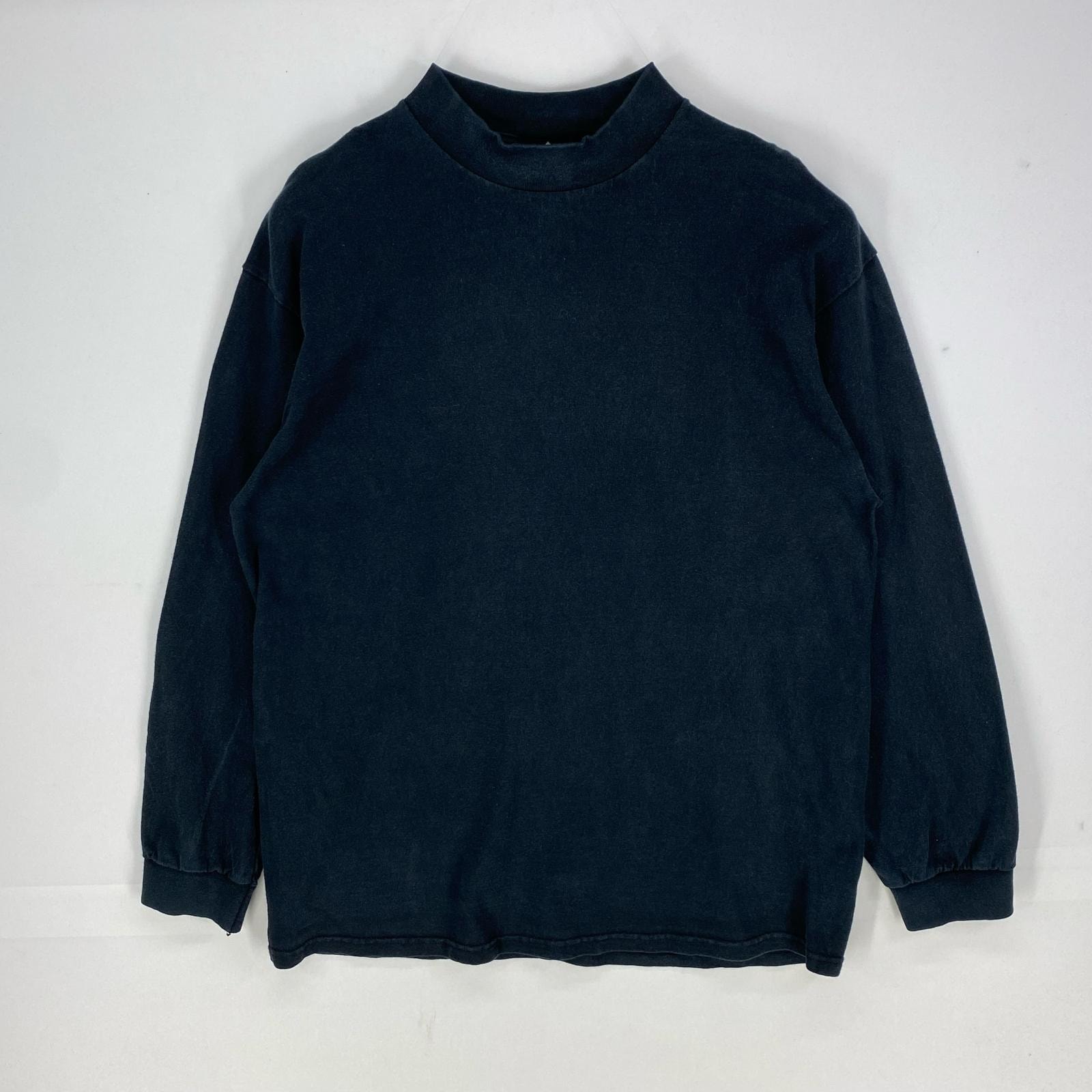 古着 90's/90年代 リー Lee USA製 長袖Tシャツ モックネック ロンT ロングスリーブ L ブラック系 無地 メンズ