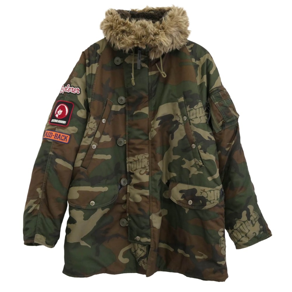 HYSTERIC GLAMOUR ヒステリックグラマー ジャケット 22AW 02223AC02 N-3B ワッペン カモフラ ミリタリー コート ジャケット カーキ系 マルチカラー系 M【美品】【中古】