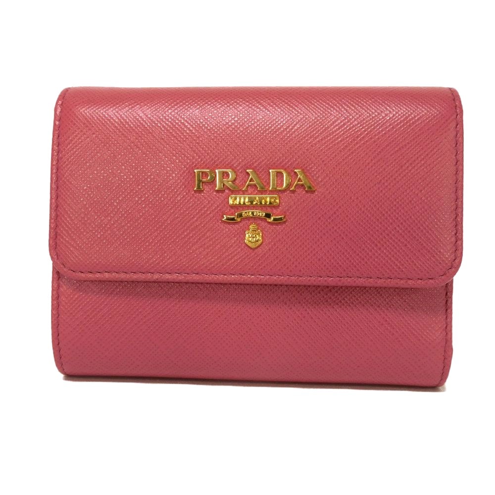 未使用級　PRADA 三つ折り財布　三角ロゴ　コンパクトウォレット　サフィアーノ 新品・未使用(ワケあり)】PRADA サフィアーノ コンパクト