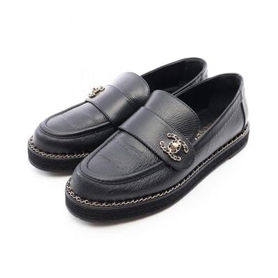 シャネル CHANEL ココマーク ターンロック ローファー 靴 レザー レディース ブラック系 G45734 【中古】
