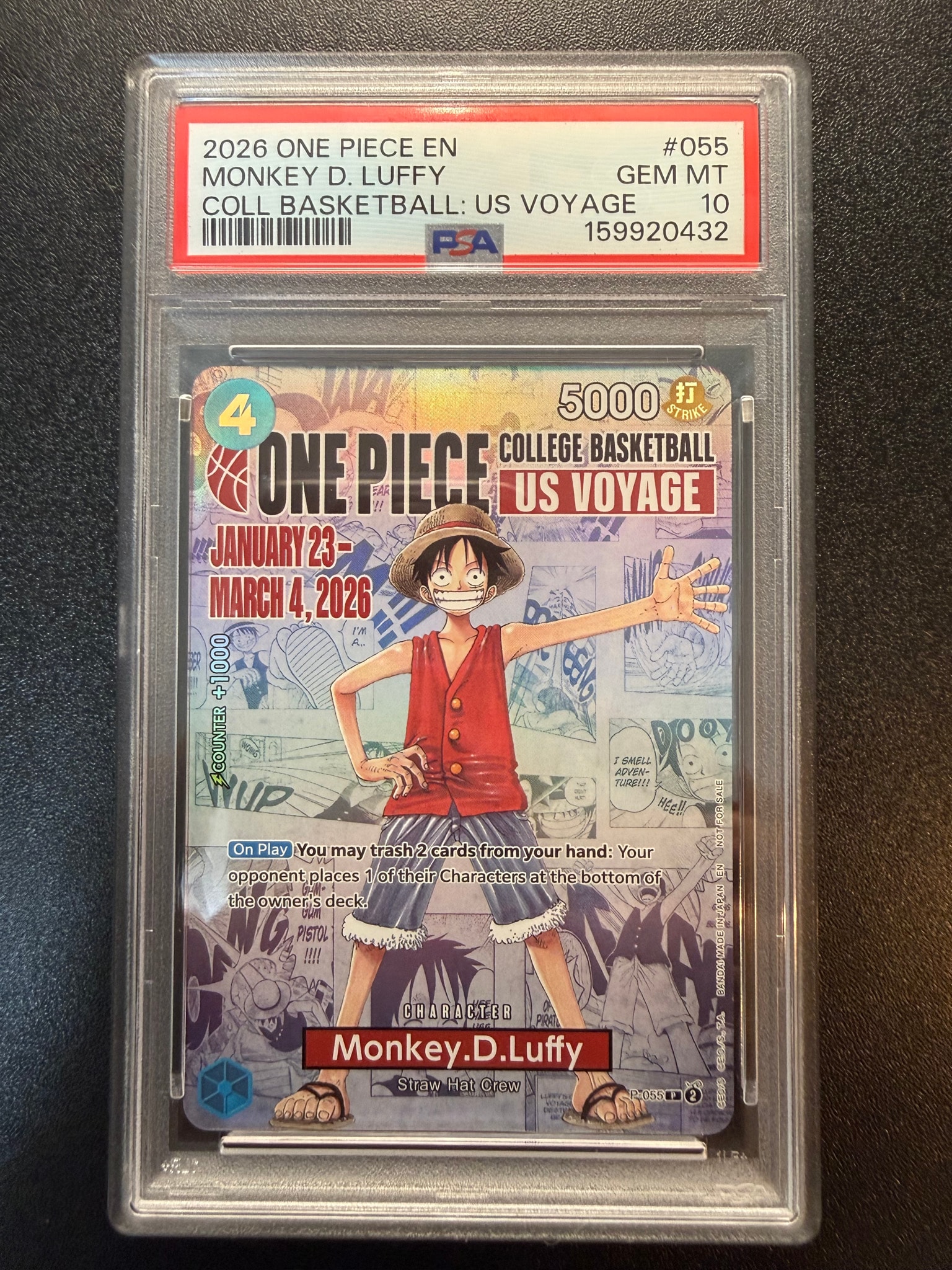 c*o様 PSA10 バスケ モンキー D ルフィ ワンピースカード 大学 US PSA10】モンキー・D・ルフィ：P (開封済) [P-055]【英語版