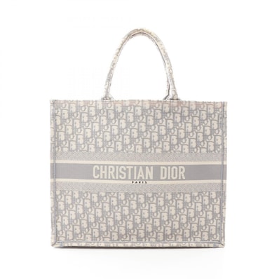 ディオール Dior BOOK TOTE ブックトート ラージ オブリーク トートバッグ バッグ キャンバス レディース アイボリー系 / グレー系 M1286ZRIW 【中古】