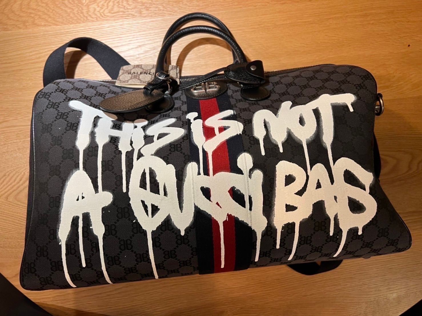 GUCCI x BALENCIAGA The Hacker Graffiti Medium Duffel Bag Canvas Jacquard "Black"