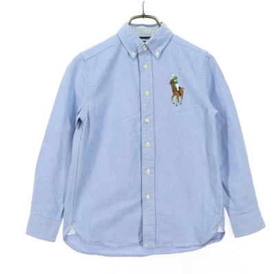 POLO RALPH LAUREN ポロラルフローレン 長袖 ボタンダウン シャンブレーシャツ 140 ブルー