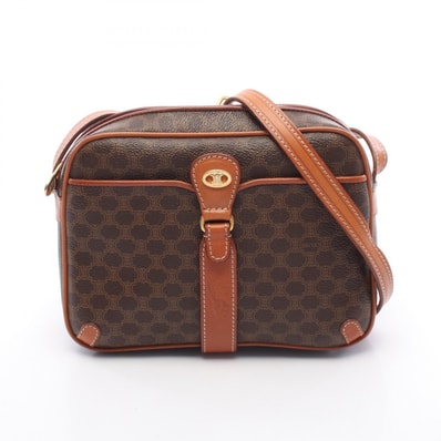 セリーヌ CELINE マカダム ショルダーバッグ バッグ PVCコーティングキャンバス レザー レディース ブラウン系 【中古】