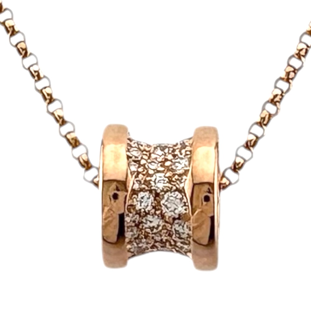 ブルガリ B-ZERO.1 ビーゼロワン パヴェロ ダイヤモンド  ネックレス 18金 K18ピンクゴールド ダイヤモンド レディース BVLGARI  中古