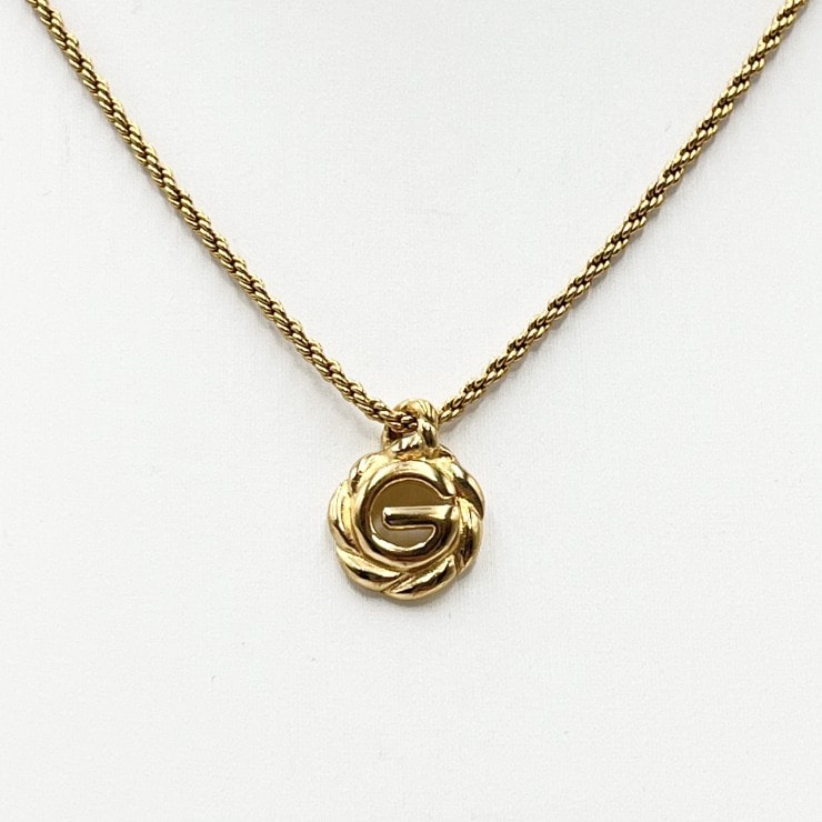 GIVENCHY(ジバンシィ)Gロゴ ヴィンテージ ネックレス ペンダント ゴールドカラー ロープチェーン レディース アクセサリー【中古】