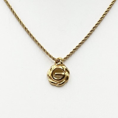 GIVENCHY(ジバンシィ)Gロゴ ヴィンテージ ネックレス ペンダント ゴールドカラー ロープチェーン レディース アクセサリー【中古】