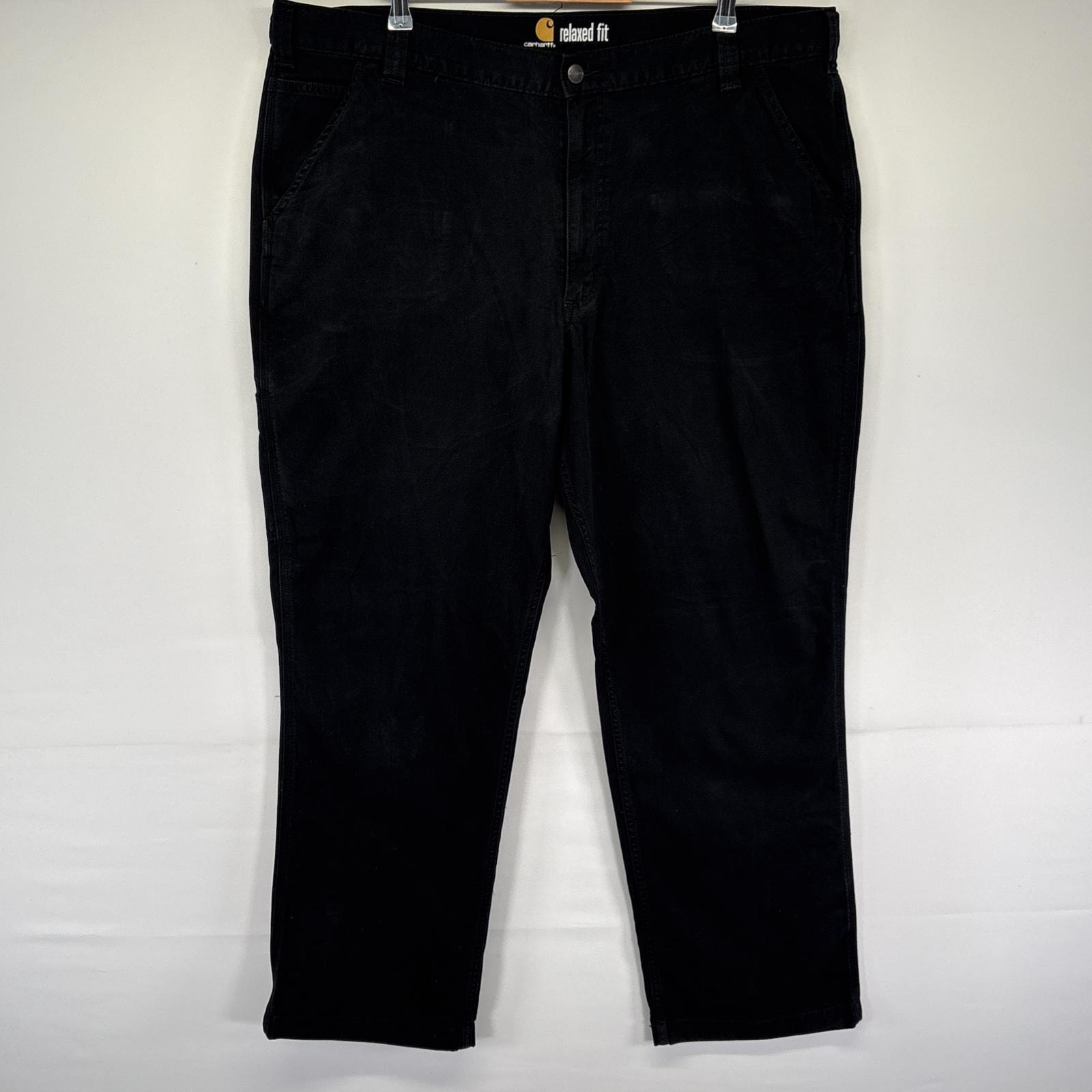 古着 カーハート Carhartt ワークパンツ サイドポケット ジッパーフライ 作業着 ワンポイントロゴ w42 L32  ブラック メンズ