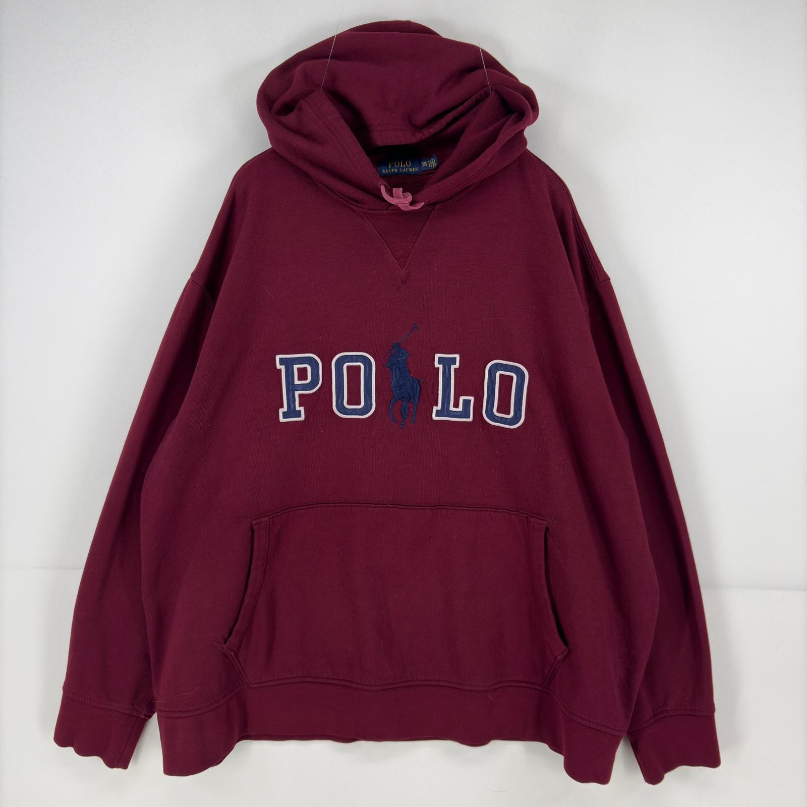 古着 ポロ・ラルフローレン POLO RALPH LAUREN スウェット パーカー ロゴ 刺繍 大きいサイズ ビッグポニー 2XB レッド メンズ