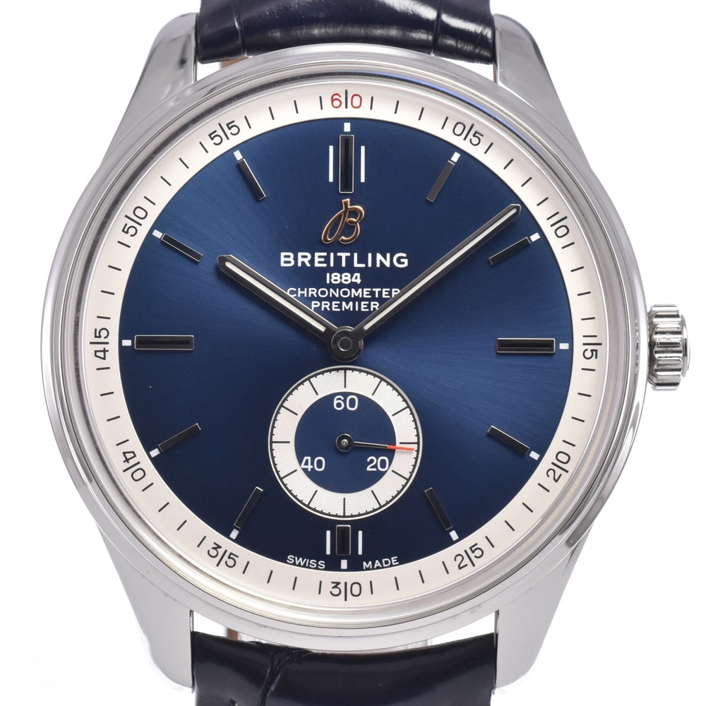ブライトリング BREITLING A37340 プレミエ ブルー 自動巻き メンズ 美品 内箱・保証書付き 腕時計 L#148370