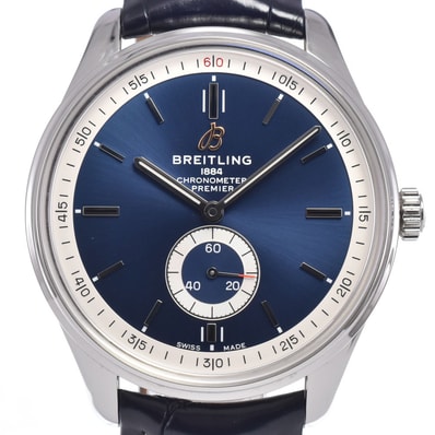 ブライトリング BREITLING A37340 プレミエ ブルー 自動巻き メンズ 美品 内箱・保証書付き 腕時計 L#148370
