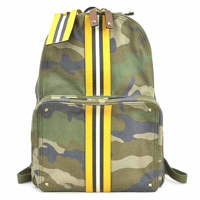 ヴァレンティノ ガラヴァーニ Valentino Garavani リュック キャンバス/レザー カーキ系 ユニセックス【中古】 h31497a