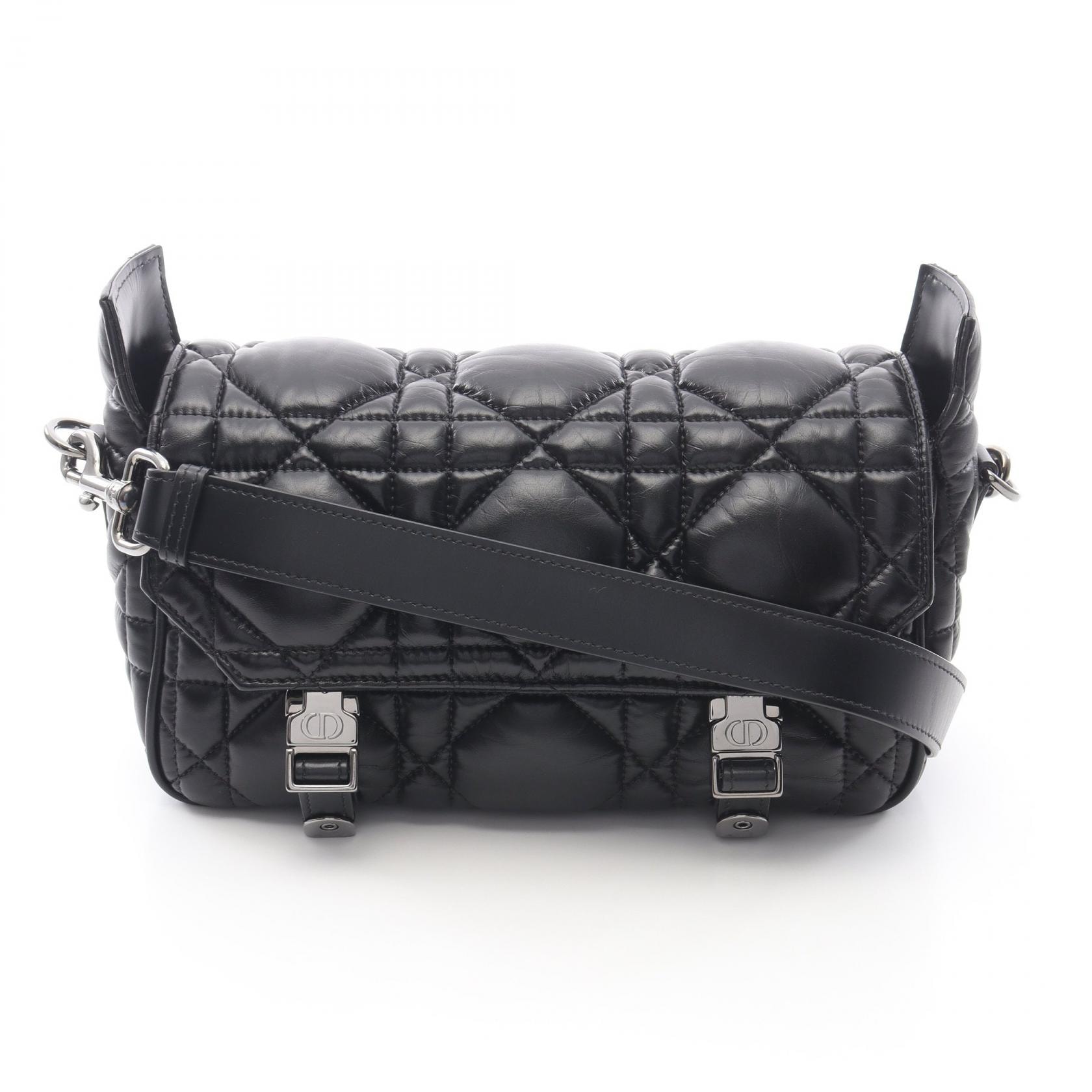 ディオール Dior CAMP キャンプ スモール マクロカナージュ ショルダーバッグ バッグ レザー レディース ブラック系 M1243OMIG 【中古】
