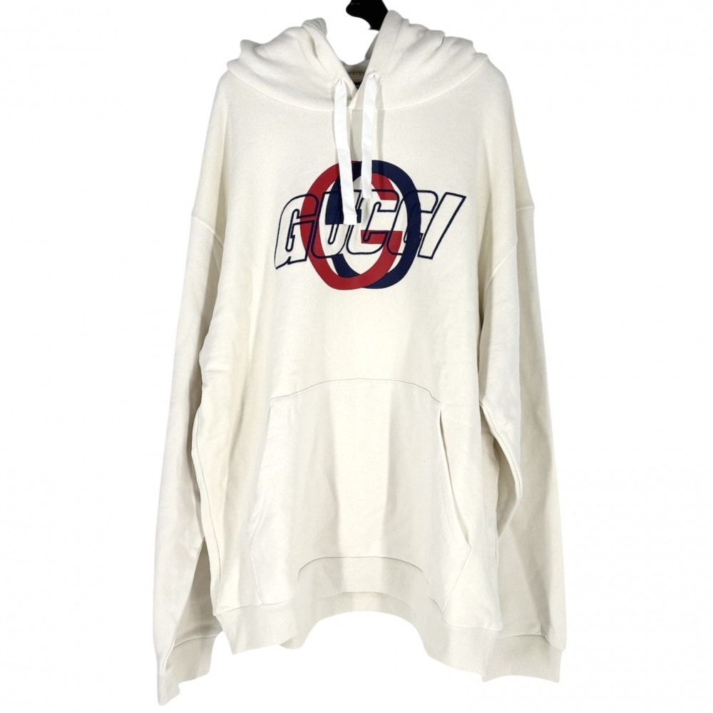 GUCCI グッチ パーカー ロゴ プルオーバー トップス アパレル 服 XL 770839 ホワイト 白 コットン メンズ 春 秋 冬【中古品】