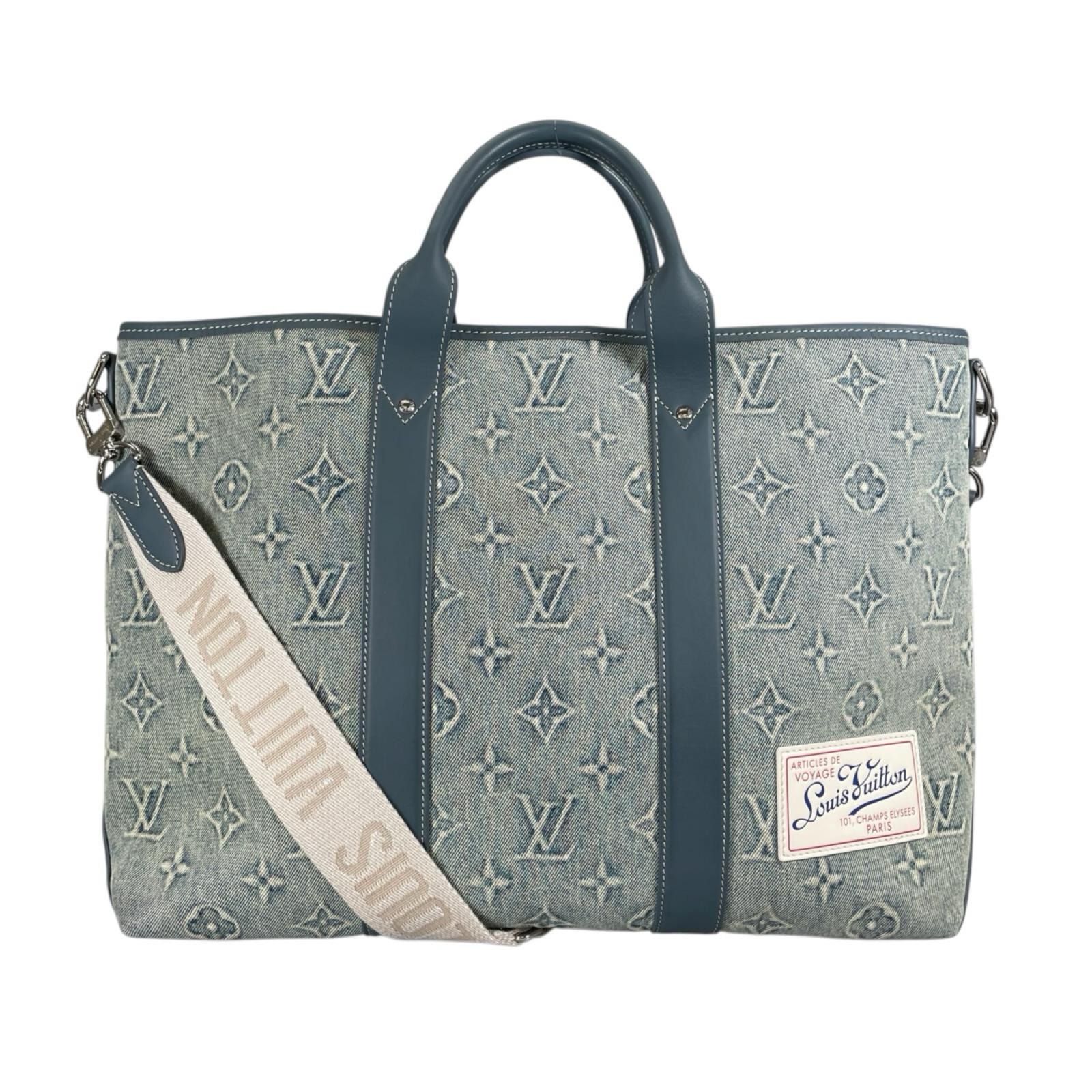 ルイヴィトン ウィークエンドNM モノグラムウォッシュデニム ショルダーバッグ M22537 ネイビー レディース LOUIS VUITTON 中古